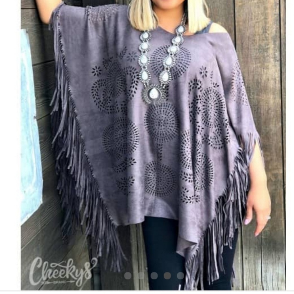NWT CHEEKYS BRAND Fringe PONCHO